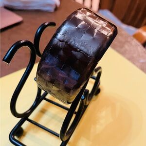 Engraved Bangle bracelet gunmetal gray to fit 7 inch wrist-modern contemporary